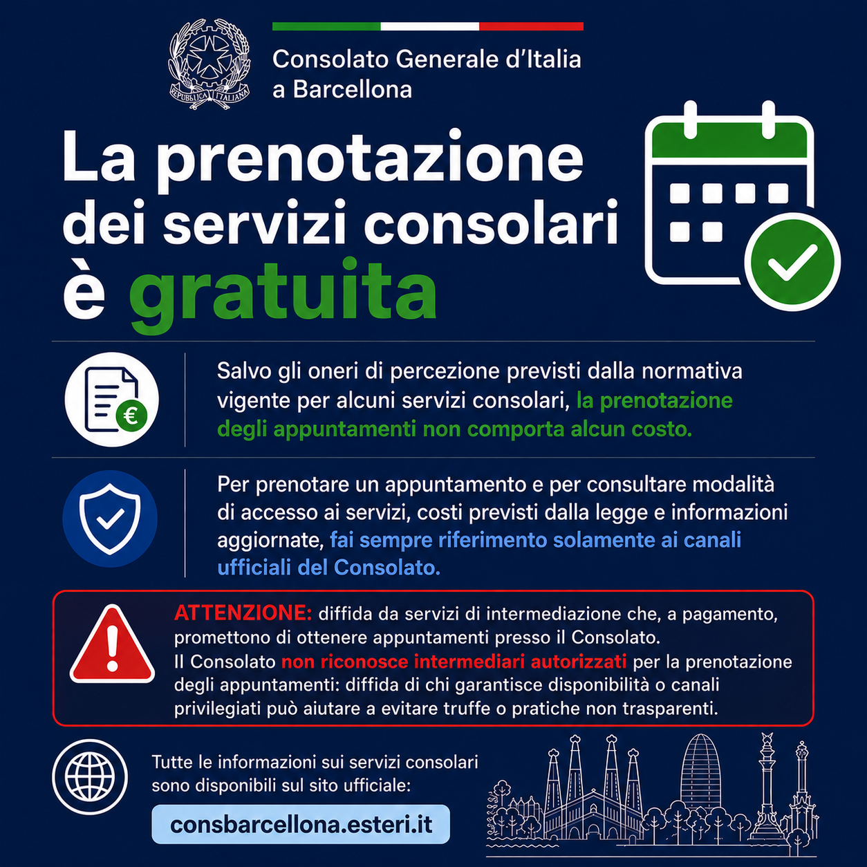La prenotazione dei servizi consolari è gratuita v3